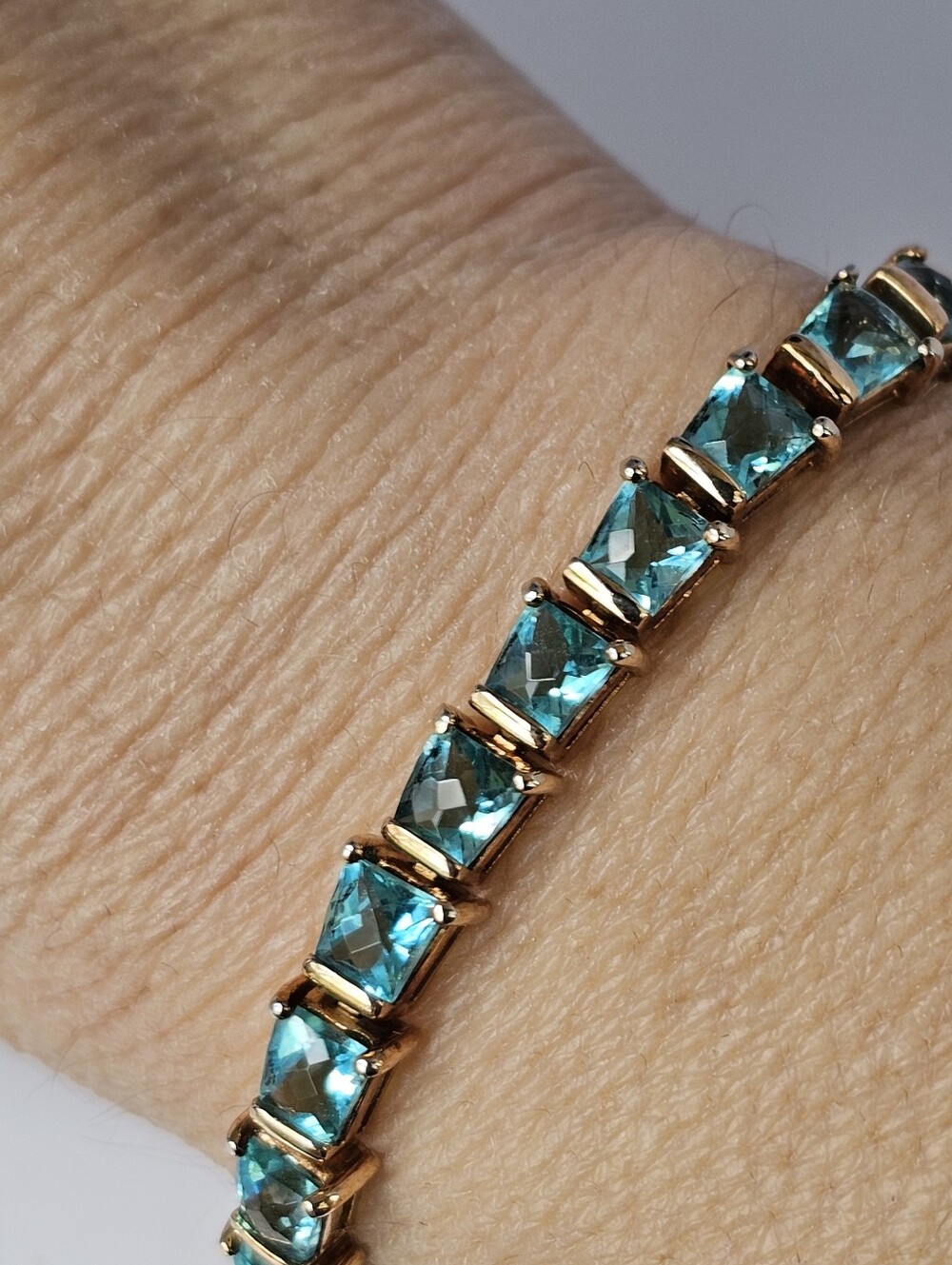 Paraiba Tourmaline Created Ring & Tennis Bracelet 14K Yellow Gold Vermeil! - Picture 4 of 10
